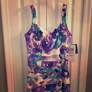 Teal/purple sleeveless tiered dress